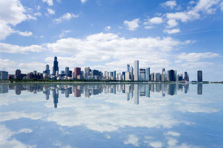 Panoramic view of Chicago city waterfront skyline.の写真素材