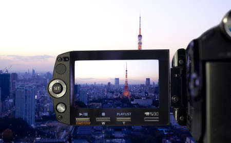 Recording at camcorderの写真素材
