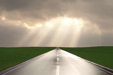 wet asphalt road after a rain の写真素材