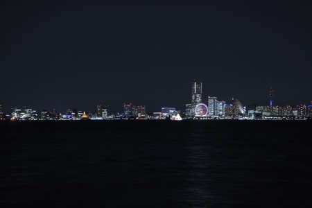 Vew of night Yokohama minatomirai Japan.の写真素材