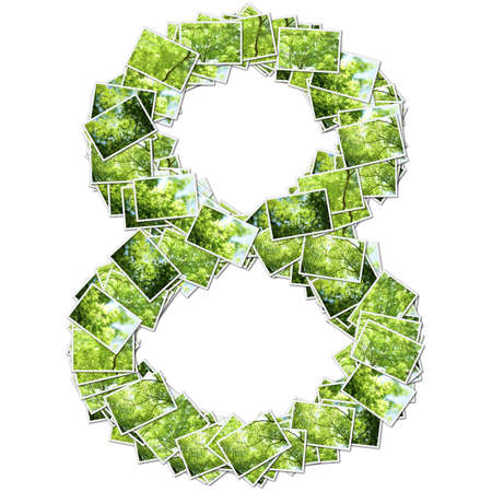 Number geen font, made from green photoの写真素材
