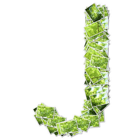 Alphabet green Font, made from green photo.の写真素材