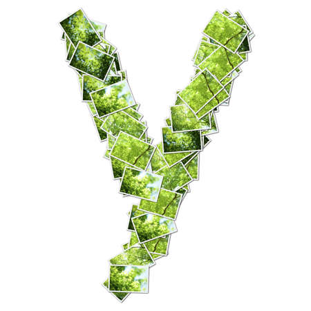 Alphabet green Font, made from green photo.の写真素材