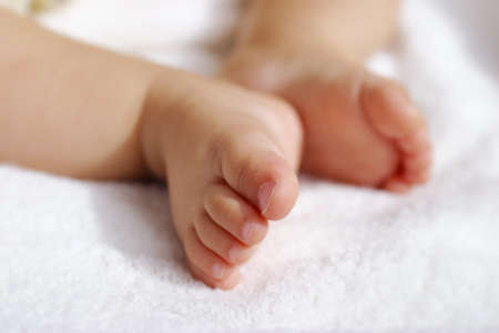 newborn baby feetの写真素材