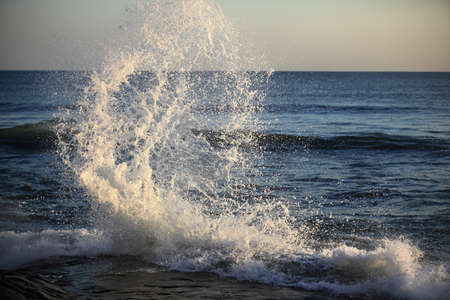 Big sea wave on a windy dayの写真素材