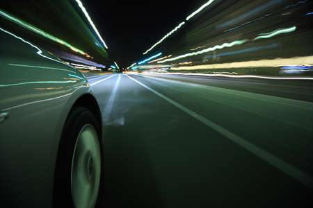 Driving in the night cityの写真素材