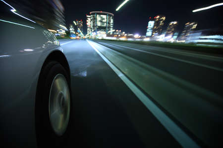 Driving in the night cityの写真素材