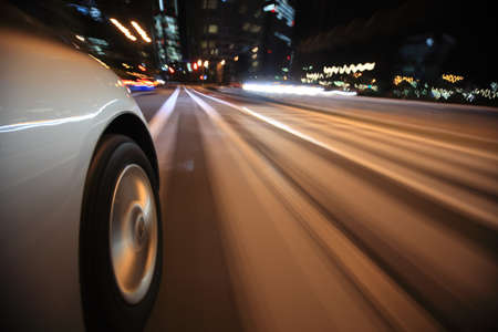 Driving in the night cityの写真素材
