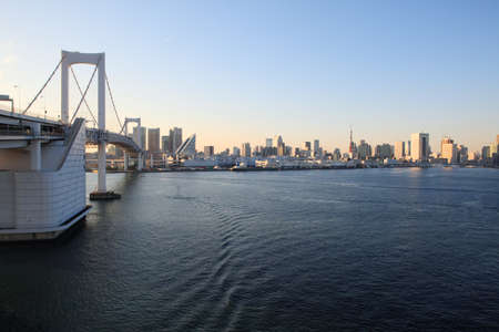 Tokyo city and Rainbow bridgeの写真素材