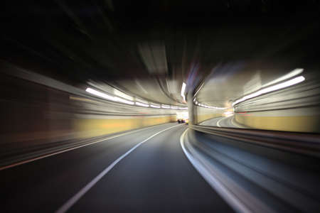 Driving on the night roadの写真素材
