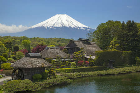 Old Japanese Hut with Mt. Fujiの写真素材