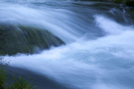 Stream in green forestの写真素材