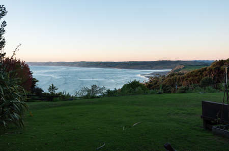 Ngarunui Beach as seen from the cliff side in the afternoon