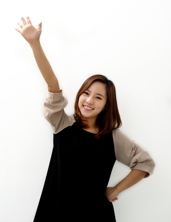 An ecstatic businesswomanの写真素材