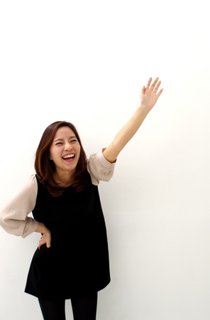 An ecstatic businesswomanの写真素材