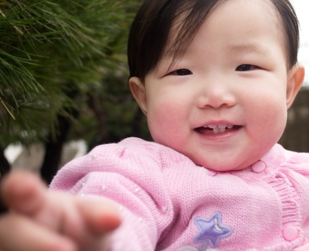 happy cute little girlの写真素材