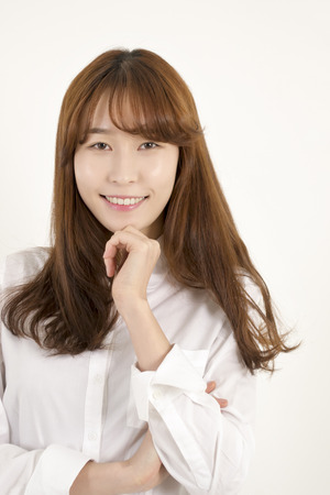 Portrait of young asian female studentの写真素材