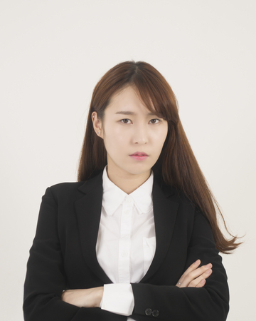 Stressed asian businesswomanの写真素材