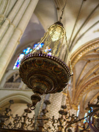 A chandelier inside Santa Iglesia Cathedral in Toledo, Spainのeditorial素材