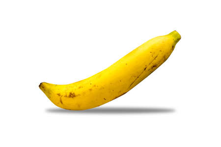 Real banana isolated on white backgroundの写真素材