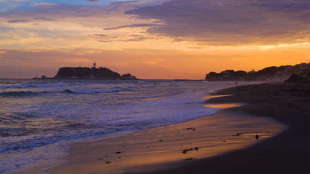 sunset at enoshima ,japanの写真素材