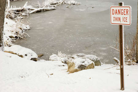 Danger Thin Iceの写真素材