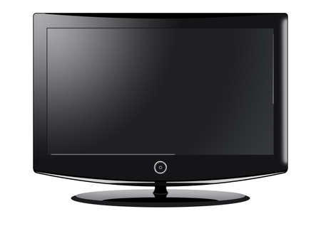 A computer illustration of a black widescreen TV.の写真素材