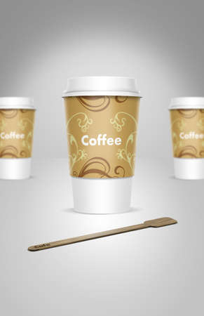 A computer illustration of takeaway coffee cupsの写真素材
