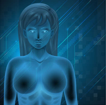 Illustration showing the human DNA on a blue backgroundのイラスト素材