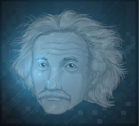 Illustration showing the human face of an old man on a blue backgroundのイラスト素材