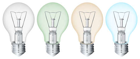 Illustration of the four flourescent bulbsのイラスト素材
