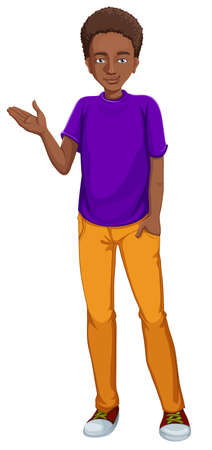 Illustration of an african-american guy on a white backgroundのイラスト素材