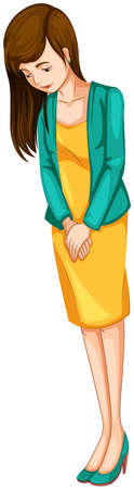 Illustration of a sad businesswoman on a white backgroundのイラスト素材