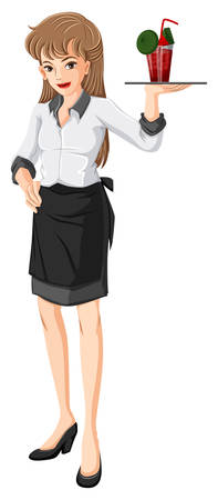 Illustration of a waitress on a white backgroundのイラスト素材