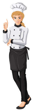 Illustration of a female chef on a white backgroundのイラスト素材