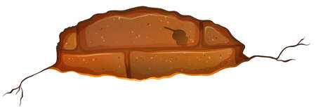 Illustration of a cracked stonewall on a white backgroundのイラスト素材