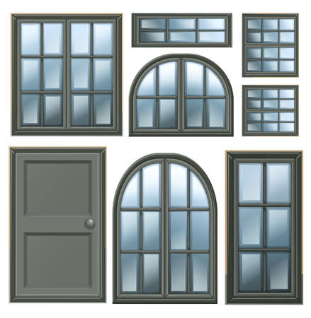 Illustration of the different windows design on a white backgroundのイラスト素材