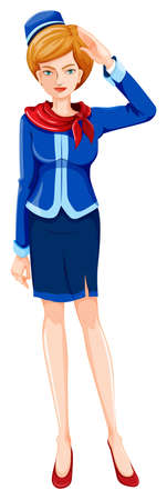 Illustration of an air hostess on a white backgroundのイラスト素材