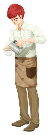 Illustration of a barista on a white backgroundのイラスト素材