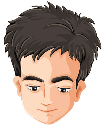 Illustration of a sad man's head on a white backgroundのイラスト素材