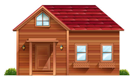 Illustration of a wooden house on a white backgroundのイラスト素材