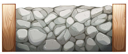 Illustration of a stone wall on a white backgroundのイラスト素材