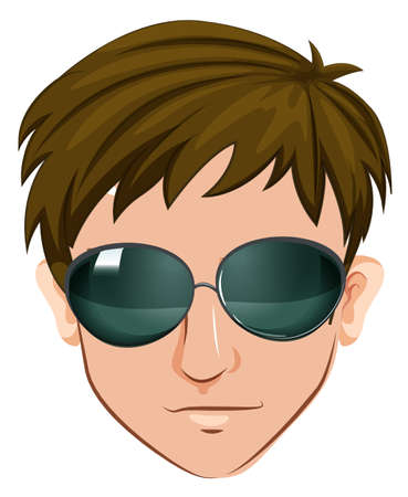 Illustration of a head of a man with glasses on a white backgroundのイラスト素材