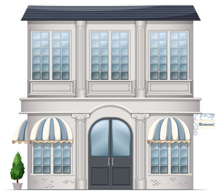 Illustration of a restaurant building on a white backgroundのイラスト素材