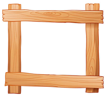 Illustration of a wooden fence on a white backgroundのイラスト素材