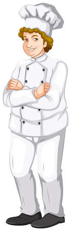Illustration of a fat male chef on a white backgroundのイラスト素材