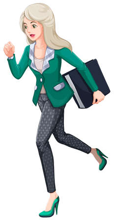 Illustration of a busy businesswoman on a white backgroundのイラスト素材
