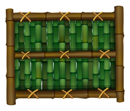 Illustration of a fence made of bamboo on a white backgroundのイラスト素材