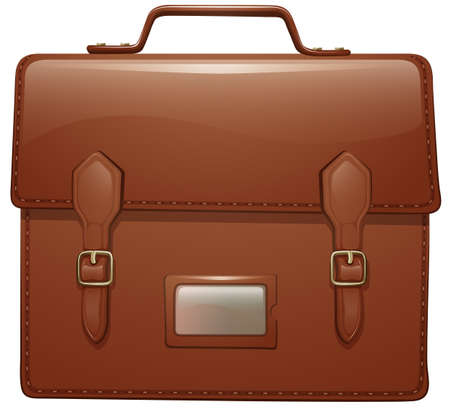 Illustration of a brown leather bag on a white backgroundのイラスト素材