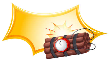Illustration of a bomb with a timer on a white background